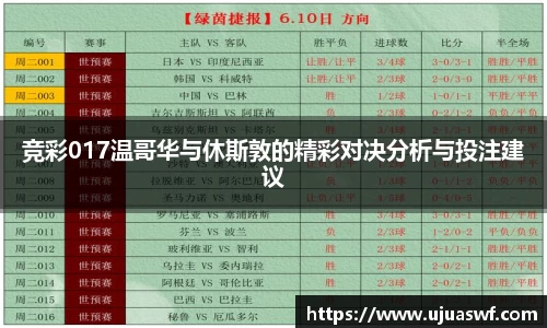 竞彩017温哥华与休斯敦的精彩对决分析与投注建议